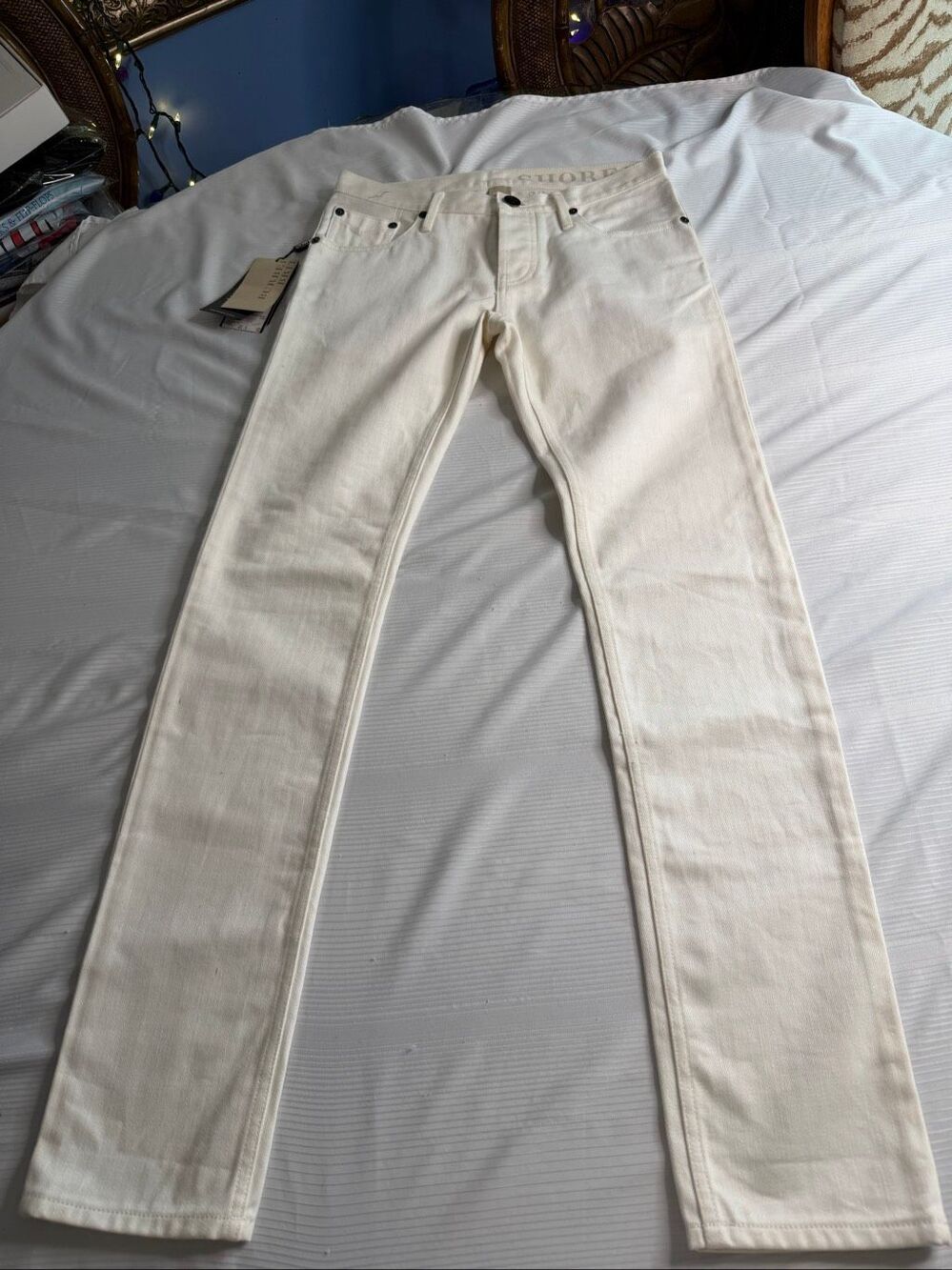 NWT Burberry Brit Shoreditch Skinny Leg White Denim Jeans Size 28 X 32 New